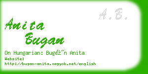 anita bugan business card